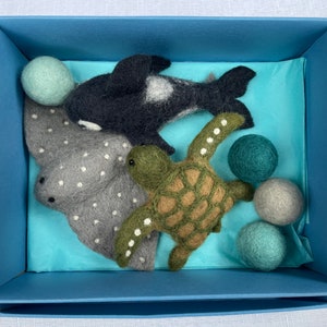 Marine Creature Gift Box, Ocean Toy Gift Box, Adorable Baby Stuffed Animal, Handmade Wool Toy, Underwater Animals