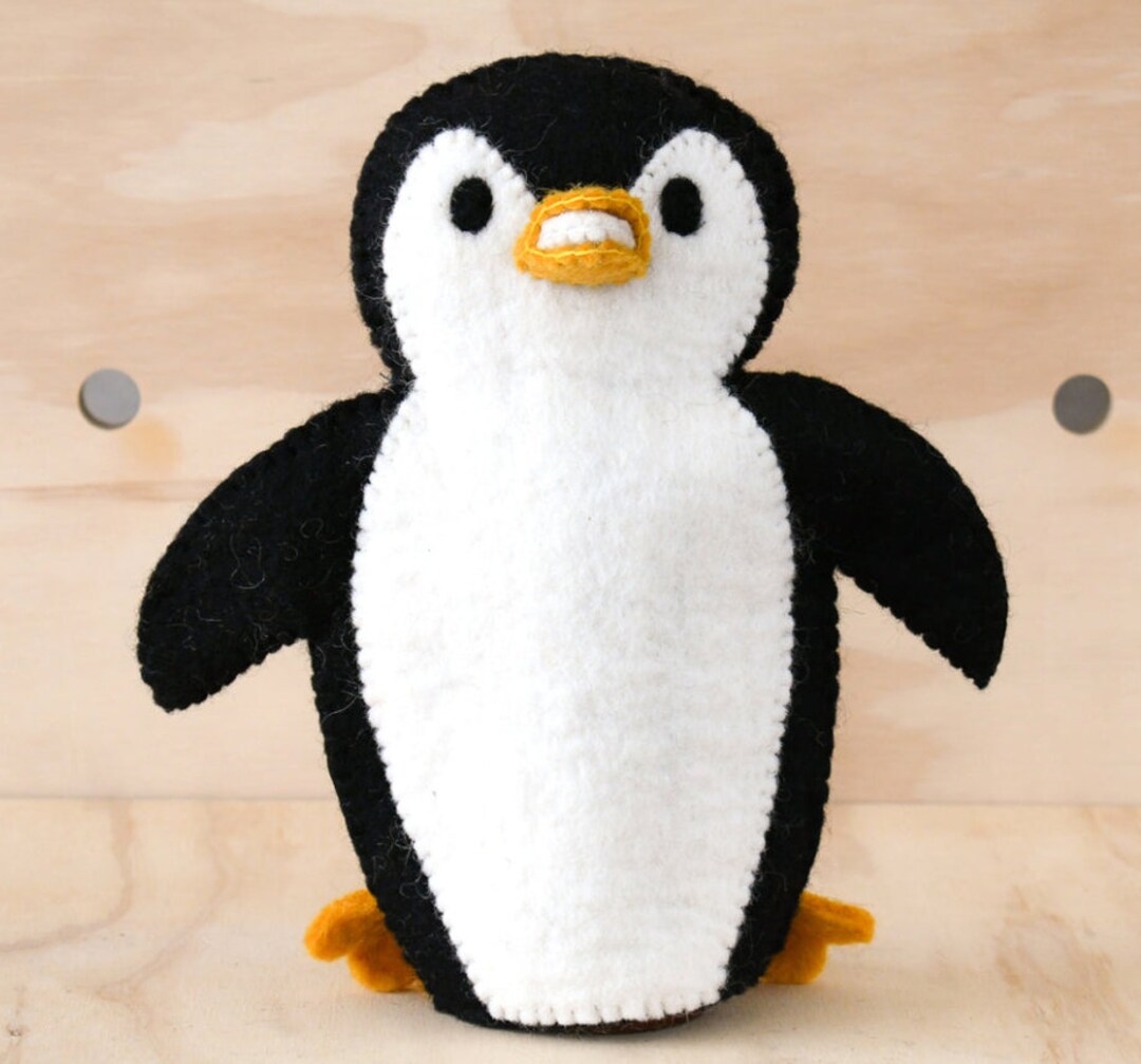 Wool Felt Penguin Hand Puppet Black and White Colour Penguin Etsy
