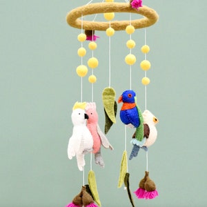 Felt Flying Bird Mobile for Nursery, Jungle Nursery Mobile for Crib ...