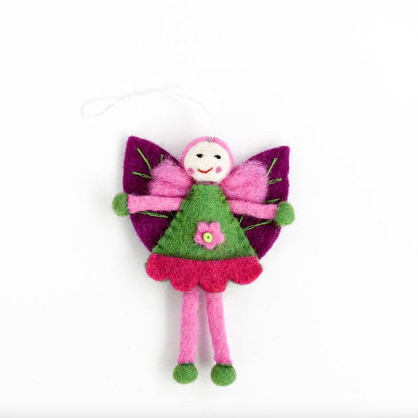 Wool Felt Pink Hair Fairy, Wool Fairy Kids Toy, Baby Fairy Toy, Waldorf Fairy Felt Toy, Christmas Hanging Decor Ornament