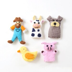 Old McDonald Farm Animal Finger Puppets, Cow, Pick, Duck Farm Animals Felt Puppet, Toy for Kids