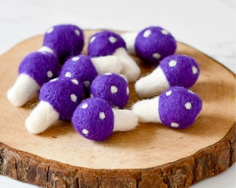 Felt Mushroom Ornament, Handmade Purple Mushroom, Needle Felt Mushrooms, Newborn Wool Toy, Baby Thanksgiving Toys, Gifts for Pets