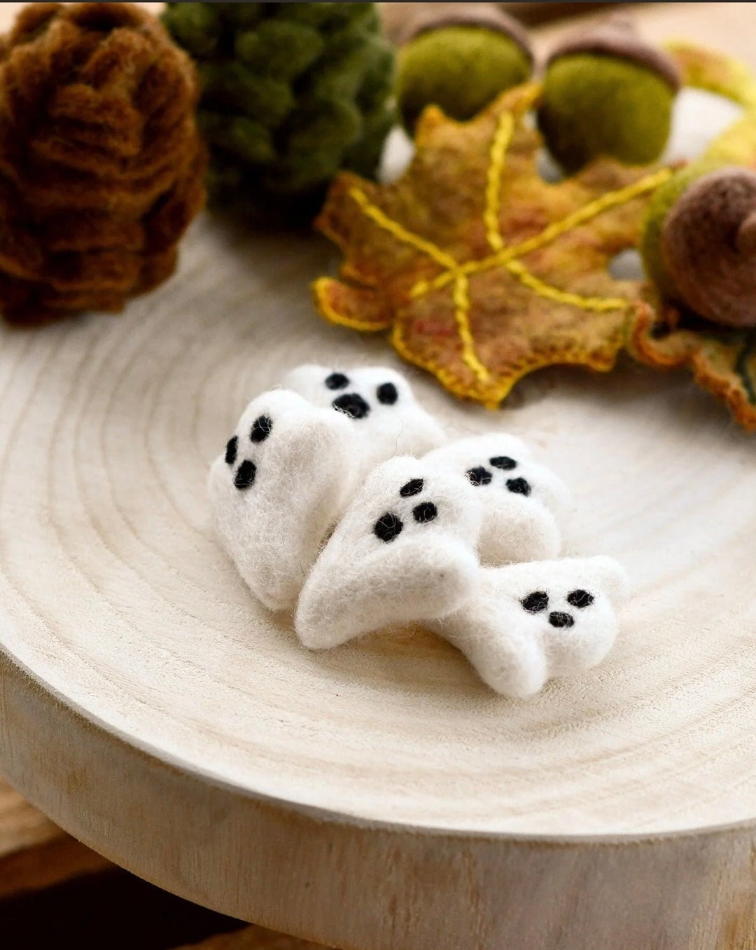 White Wool Felt Spooky Ghosts, Home Decor Toys, Felt Ghost Toys, Small