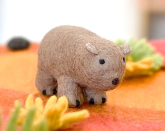 Wool Felt Wombat Toy, Wombat Handmade, Needle Felted Wool Wombat, Australian Wildlife