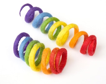 Rainbow Spring Toy for Cats, Wool Felt Spiral Cat Toy, Cat Kicker Toys, Felt Cat Toys, Eco Cat Toys