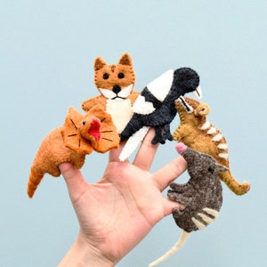 Australian Animal Finger Puppet, Handmade Wool Learning Toys for Baby, Hand Felted Puppets for Teachers, Bird Finger Puppets, Eco Felt