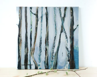 Unique acrylic painting of The Forest, original handmade artwork on canvas, authentic art made by an artist for those who love nature
