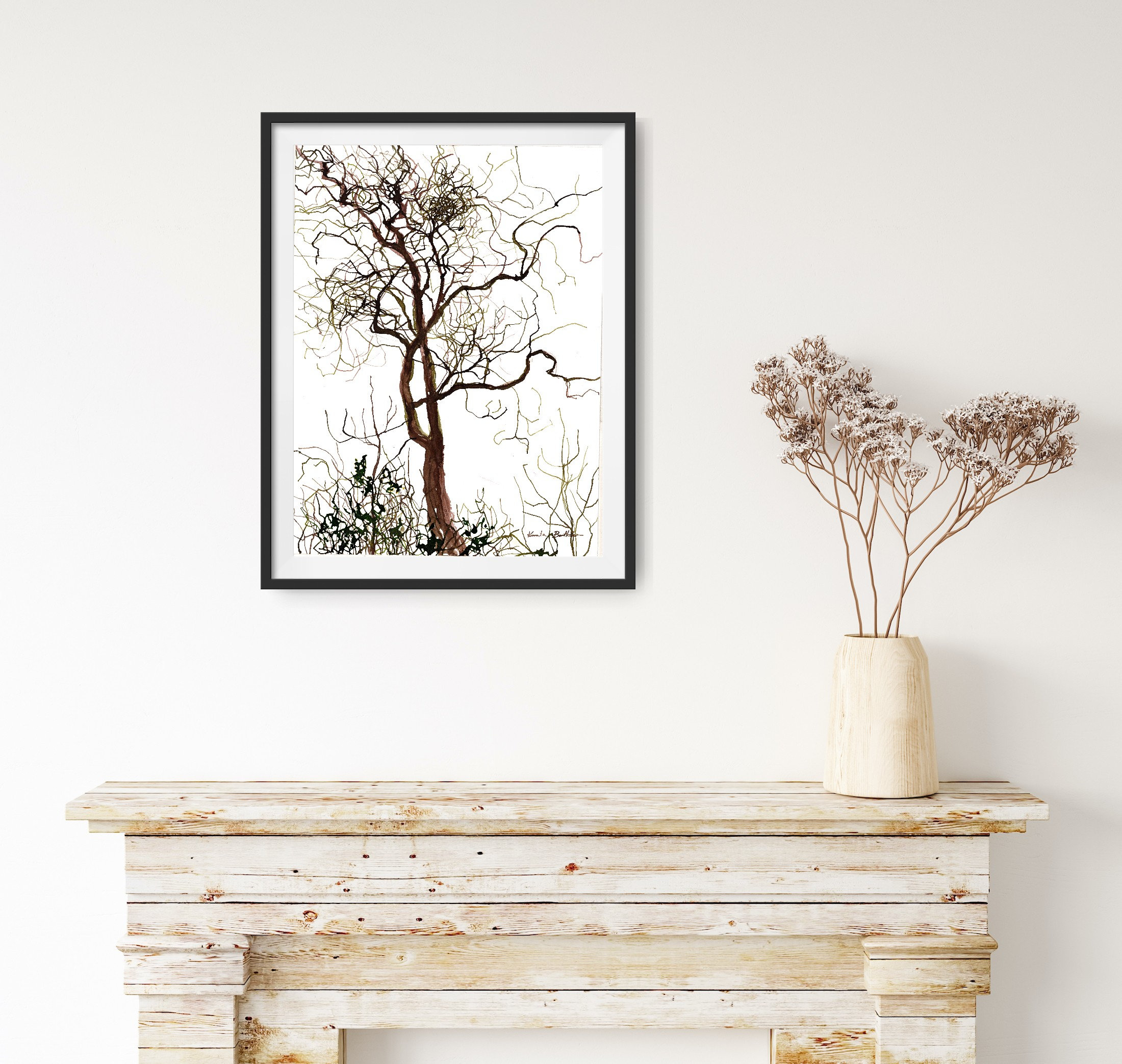 Unique Ink Drawing of the Leafless Tree Original Handmade - Etsy