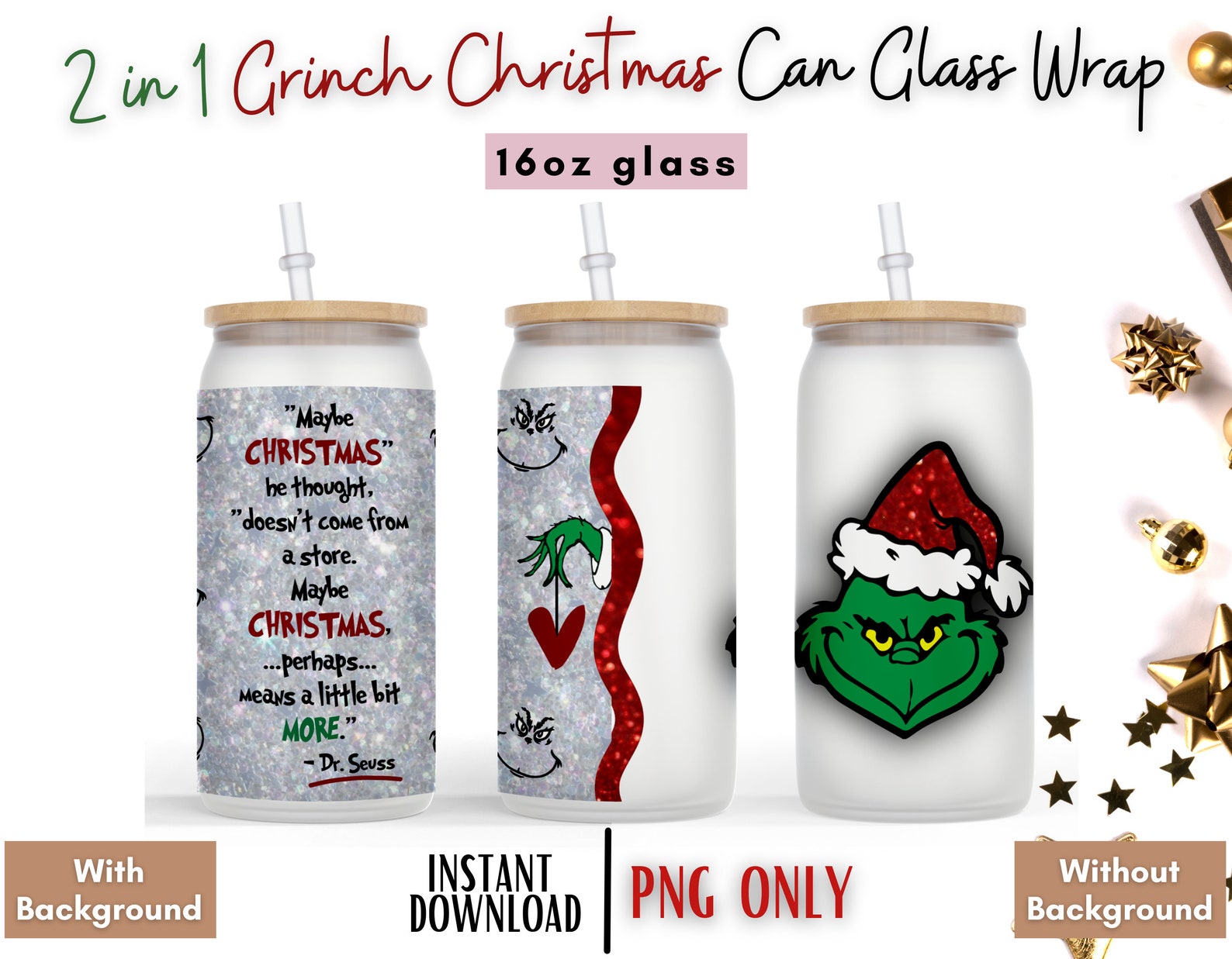 2 in 1 Maybe Christmas Means a Little Bit More Grinch Can Etsy