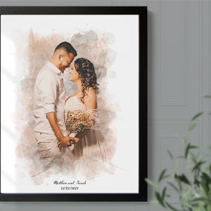 Wedding anniversary gift. Watercolour Digital Painting, art from photo. Custom portrait. Couples watercolour portrait. Photo to watercolour