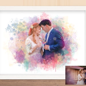 Custom painting from your photo. Personalised wedding anniversary gift. Portrait on canvas for couple, husband, wife, partner.
