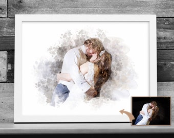 Custom Watercolor Portrait from Photo, Anniversary Gift (Digital Painting)