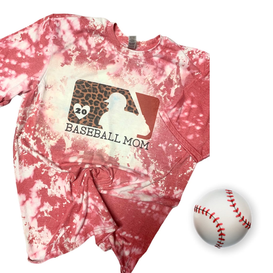 Bleached baseball mom tee with personalized player number Etsy