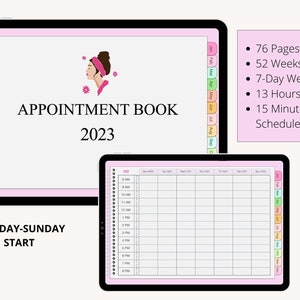 Beauty Salon Appointment Book, Digital Appointment Book, Goodnotes, iPad Planner, Hair Stylist, Nail Tech, Estheticians, Beauty Owner image 3