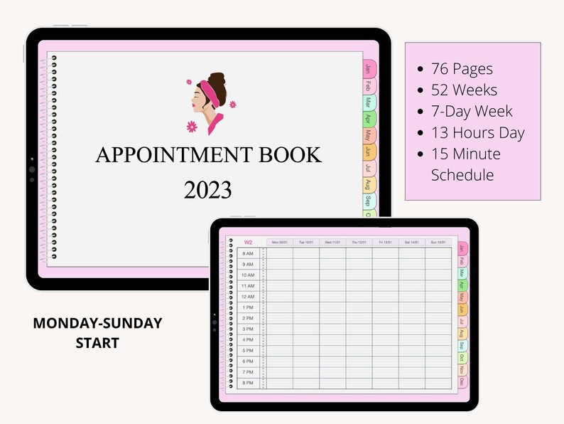 Beauty Salon Appointment Book, Digital Appointment Book, Goodnotes, iPad Planner, Hair Stylist, Nail Tech, Estheticians, Beauty Owner image 3