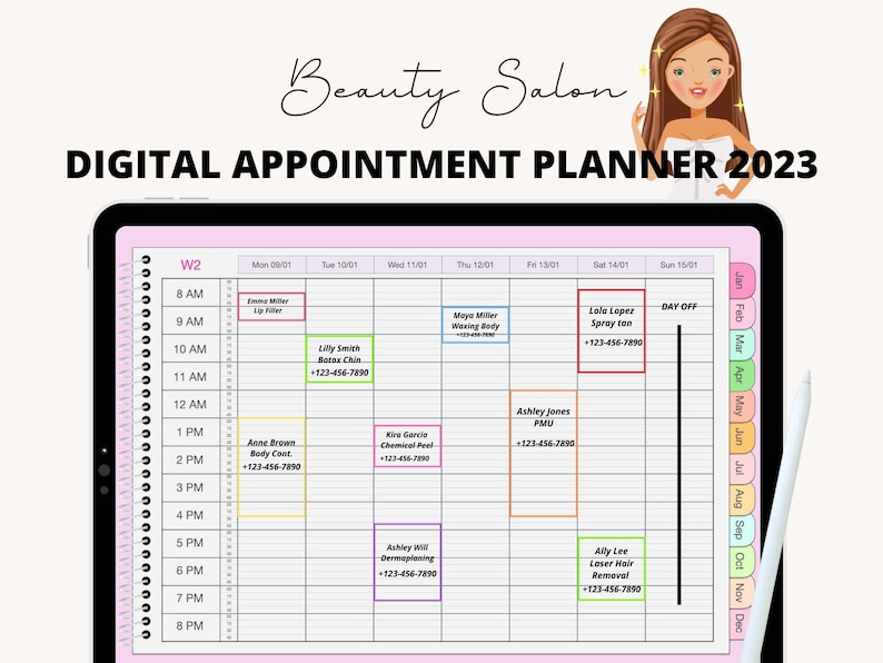 Beauty Salon Appointment Book, Digital Appointment Book, Goodnotes, iPad Planner, Hair Stylist, Nail Tech, Estheticians, Beauty Owner image 1