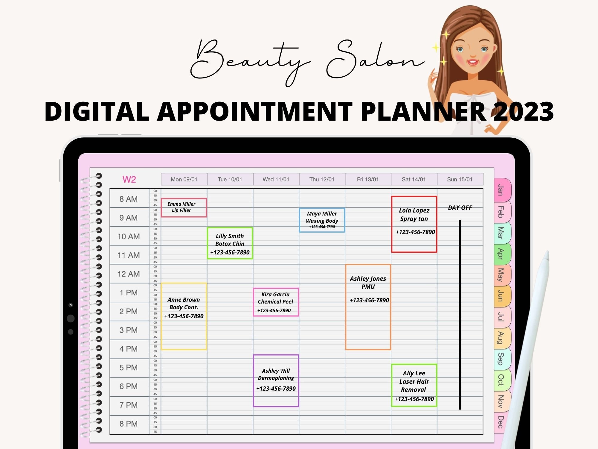 Beauty salon appointment book digital appointment book goodnotes