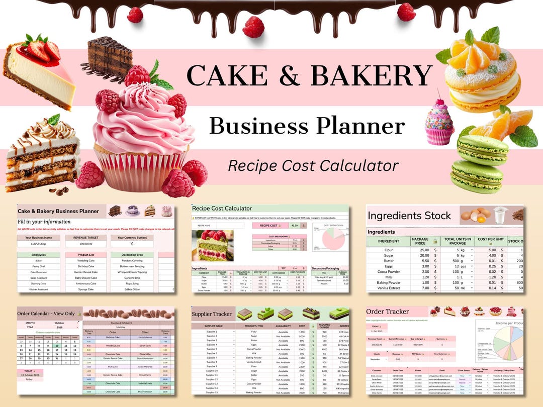Bakery Business Planner | Cake Cost and Pricing Calculator | Recipe ...