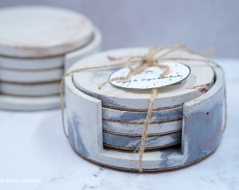 Posavasos de hormigón/Posavasos de cemento modernos/Juego de posavasos industriales/Posavasos de hormigón con estilo/Posavasos contemporáneos/minimalistas/regalos