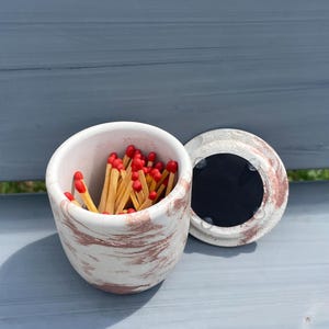 Concrete Match Jar with Striker Lid – Handmade Candle Accessory – Free Essential Oil Diffuser Gift – Multiple Colors Available