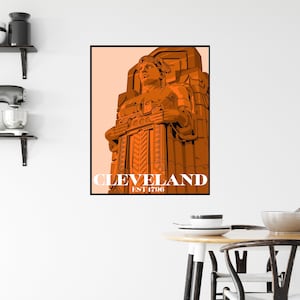 Cleveland Guardians, Guardians of Transportation, Vintage City Drawing, City Advertisement, Vintage Poster, Travel Poster, Cleveland