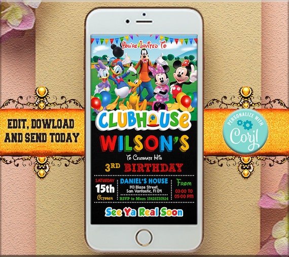 Electronic Invitation Birthday Party Invitation Mobile Etsy