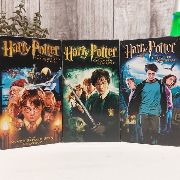 Harry Potter Philosopher's Stone (2001) / Chamber of Secrets (2002) / Prisoner of Azkaban (2004) - Lot of 3 (THREE) Vintage Used VHS Tapes