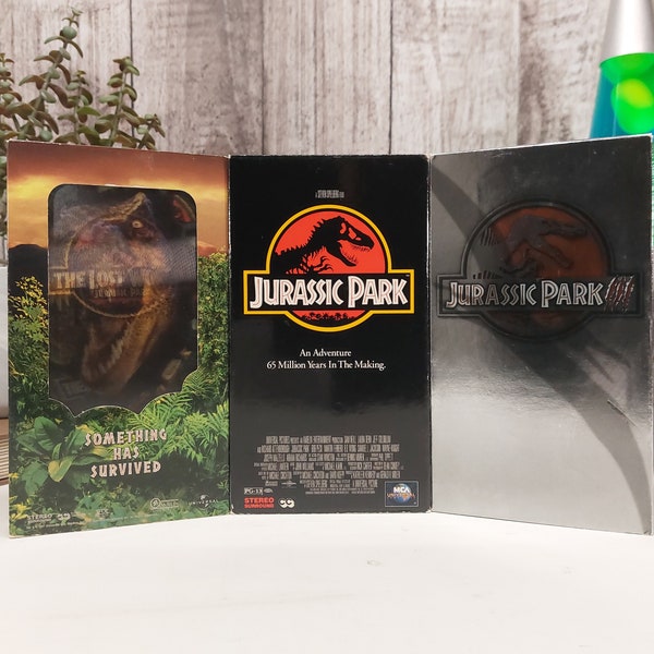 Jurassic Park (1993) / The Lost World: Jurassic Park / Jurassic Park III (2001) - Lot of 3 (THREE) Vintage Used VHS Tapes