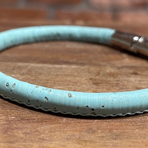 Handmade Vegan Cork Bracelet (Pale Blue)