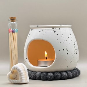 Wax melt burner Boxed Gift Set - Speckled ceramic wax melt burner