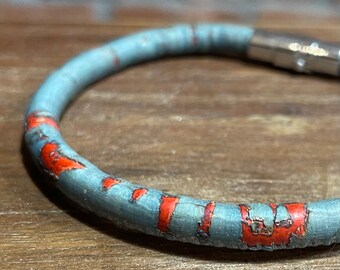 Handmade Vegan Cork Bracelet (Pale Blue with red fleck)