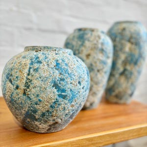 Ceramic vase - Distressed reactive glaze, Rustic Faux stone effect Beautifully textured,  unique finish