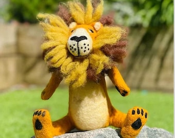 Handmade felt Lion - Fairtrade from Nepal - beautiful decorative felt figure.