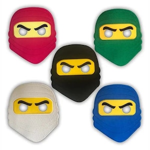 Maschere per feste in feltro ninja, bomboniere, palloncini e striscioni