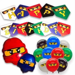 Ninja themed Party Decorations - Balloons & banner