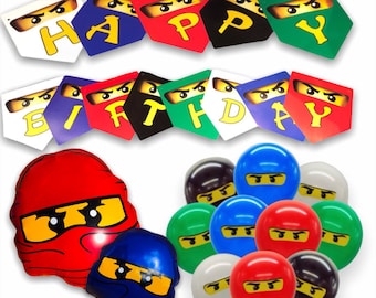 Ninja themed party decorations - balloons & banners