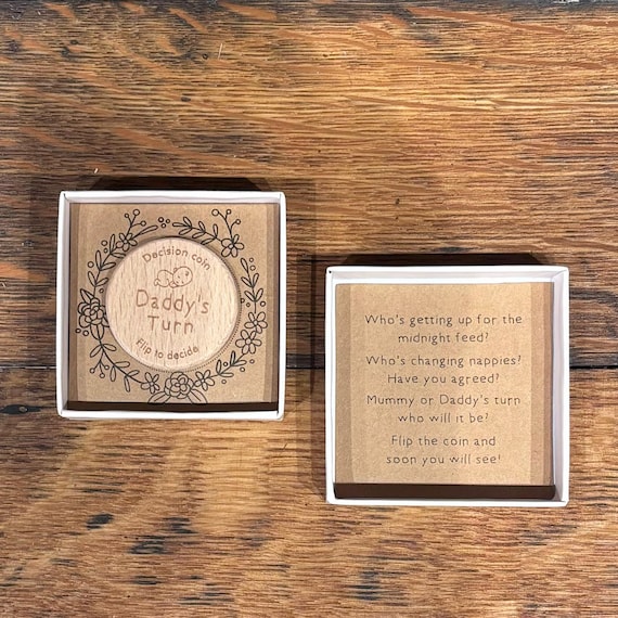New parent decision coin. Baby shower gift, New parent gifts, New parent personalised gift, New baby personalised gift, (STANDARD)