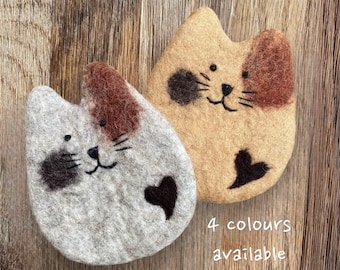 手作りフェルト猫コースター - 猫好きの方へのギフト