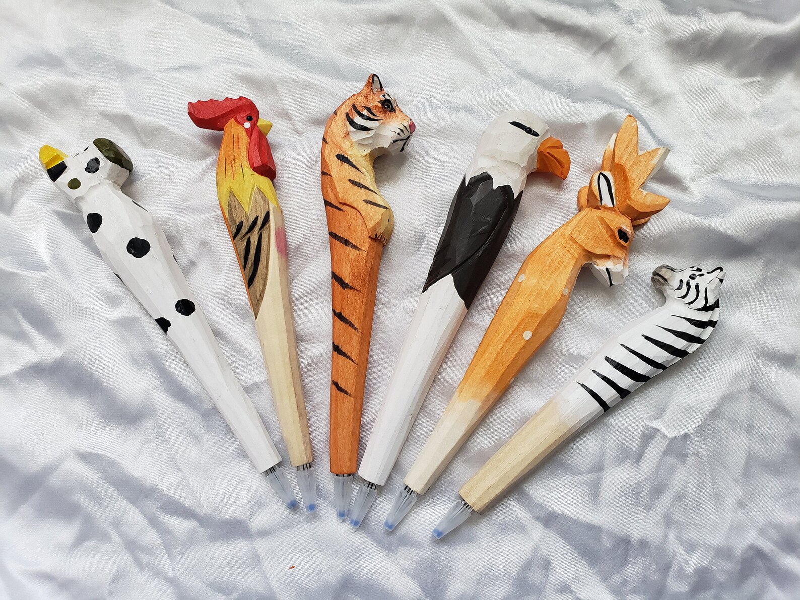 Handmade Carved Cute Animals Pens Etsy