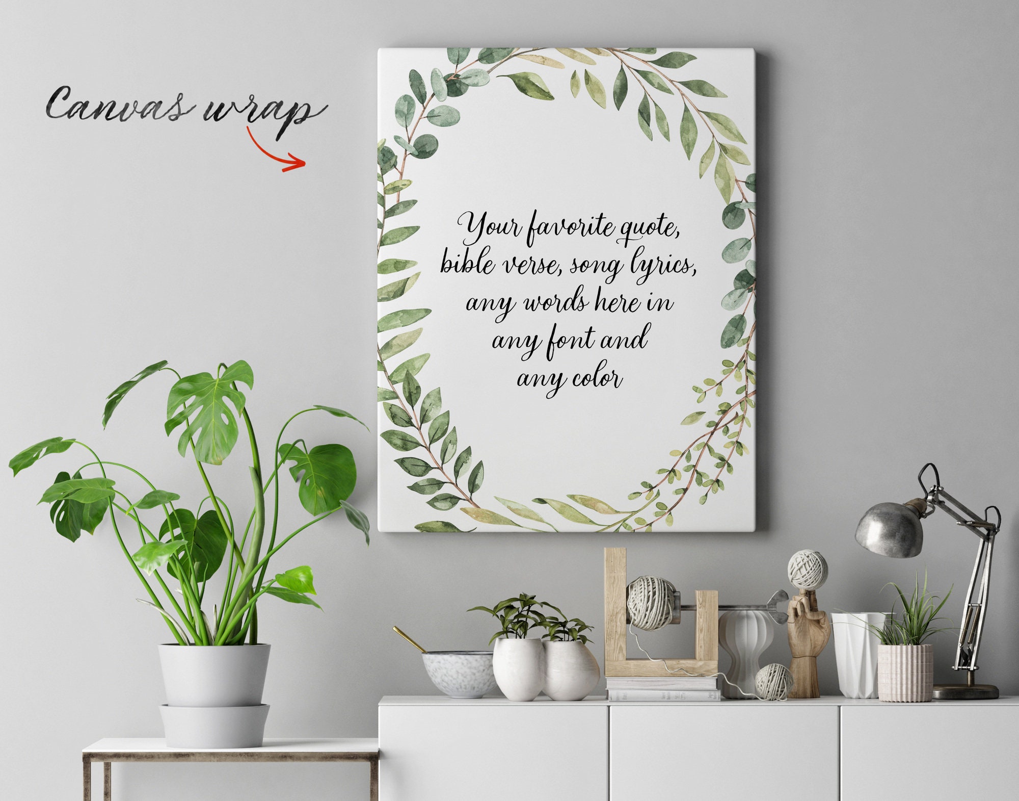 Custom Wreath Quote Print Sign Framed Canvas Wall Art Poster Etsy