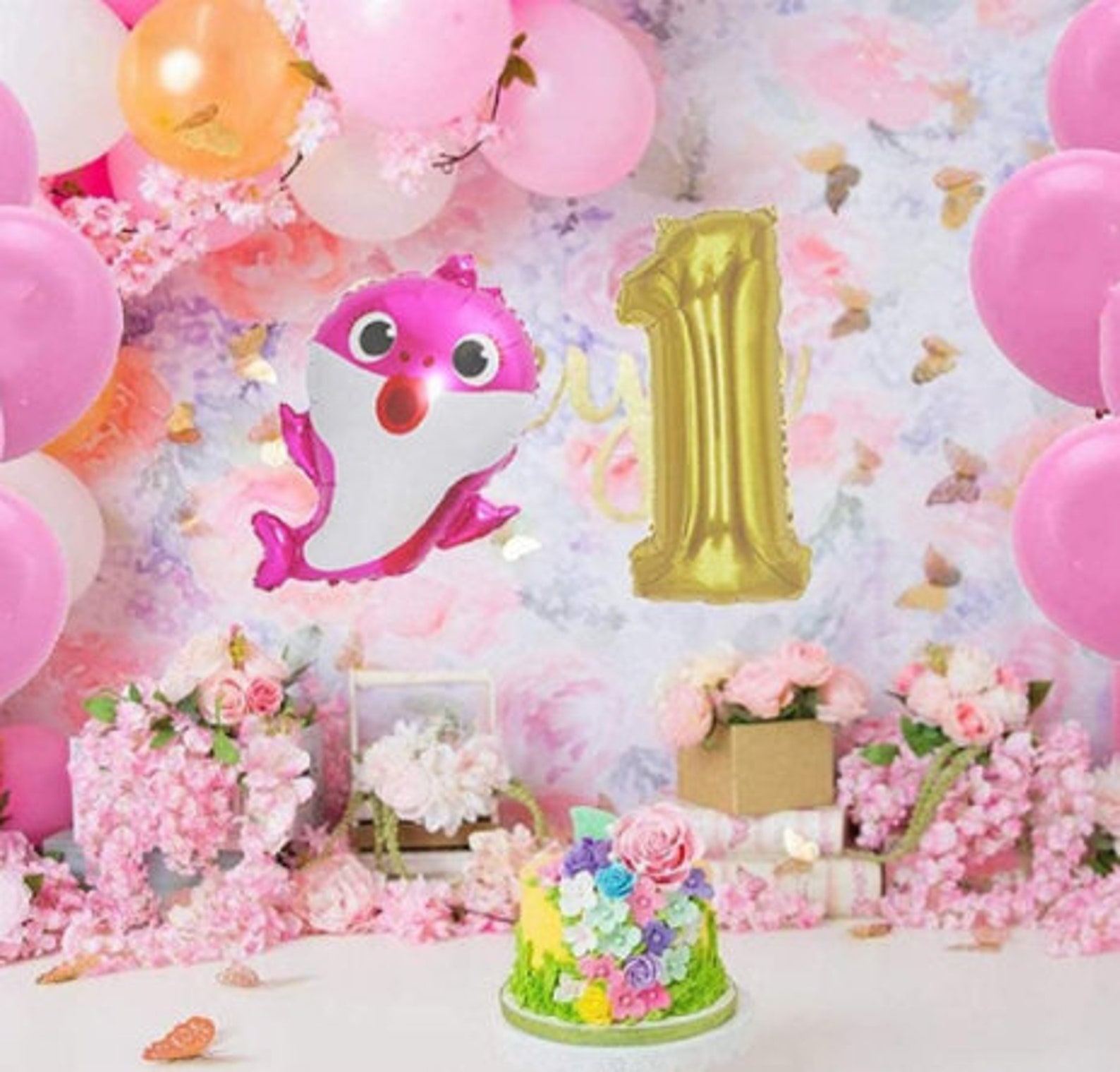 Baby Shark Balloon Pink Party Decorations Baby Shark Party Etsy