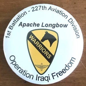 U.S. Army Warriors Pin Back Button with 3 lines of text