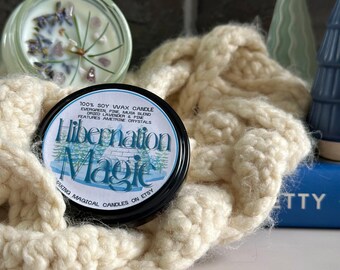 Hibernation Magic, Hibernal Collection, 100% Soy Wax Magical Crystal Infused Intention Candle, Winter Christmas Holiday Scent