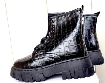 Boots noir croco new arrivals
