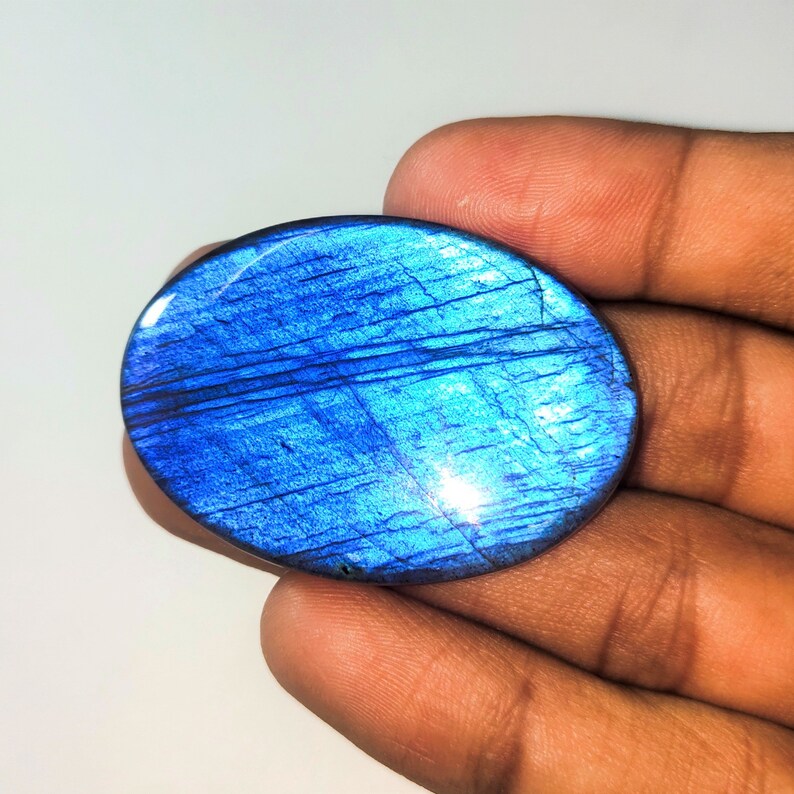 Amazing Blue fire Labradorite Gemstone Cabochon Top Quality Labradorite Gemstone Oval Shape gemstone 81.2 Cts Size 43x31x6.5 B#6
