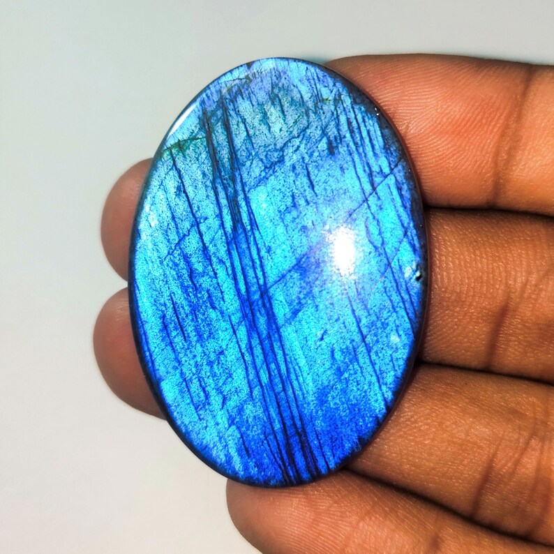 Amazing Blue fire Labradorite Gemstone Cabochon Top Quality Labradorite Gemstone Oval Shape gemstone 81.2 Cts Size 43x31x6.5 B#6