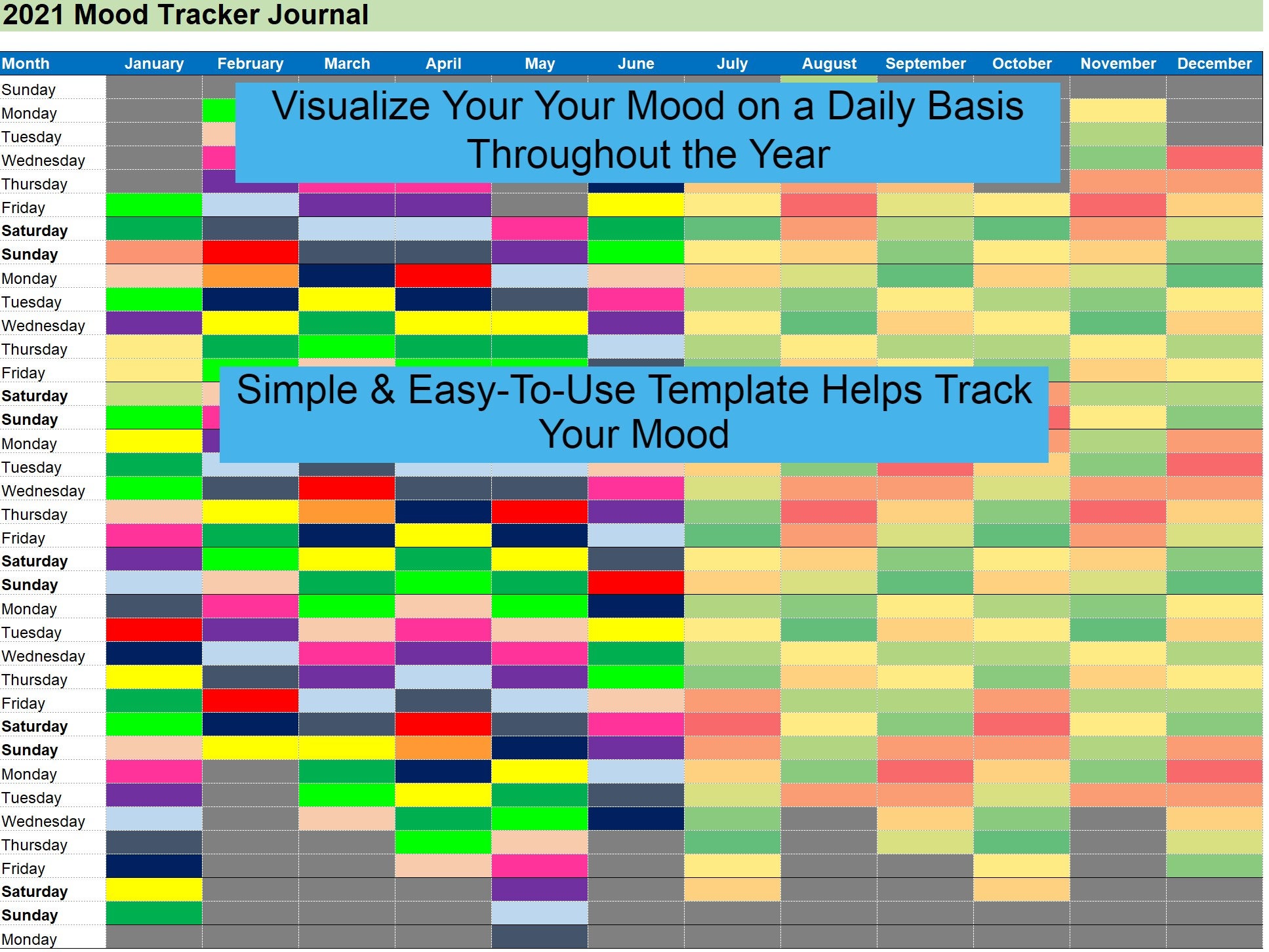 Mood Calendar With Short Form Journal Etsy