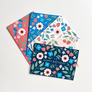 Handmade Floral Birthday Card Set of 5 or a Bundle of 10