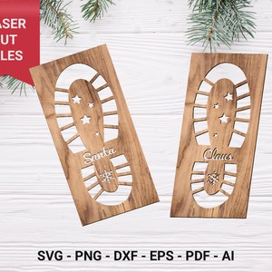 Santa Footsteps Christmas Cut Files - Santa Claus Files - Glowforge Files - Laser Cut Ready SVG Files