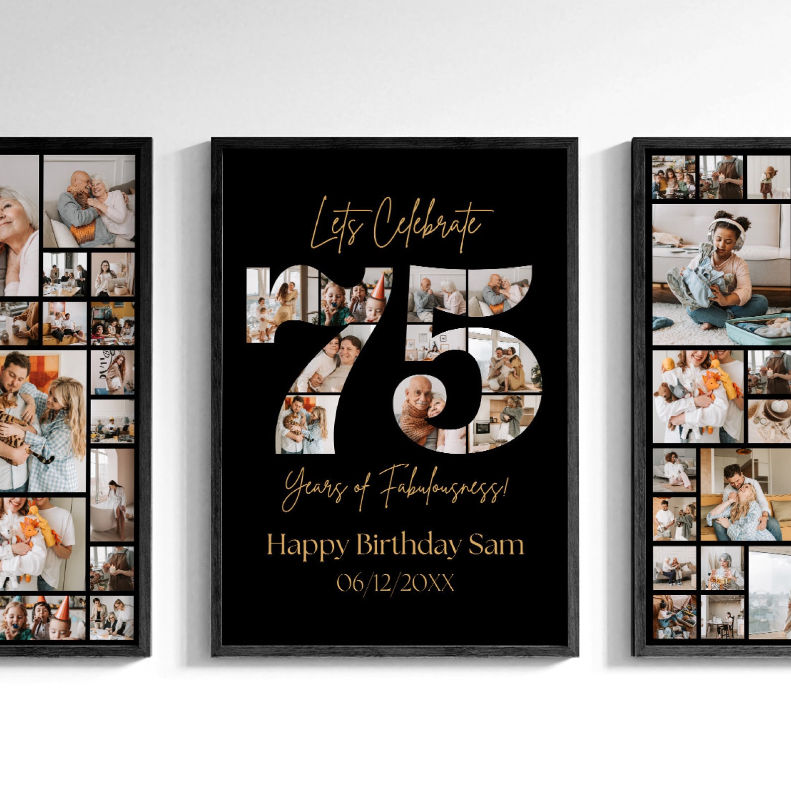 75th Birthday Sign: Celebrating the 75, Personalizable Picture Collage ...
